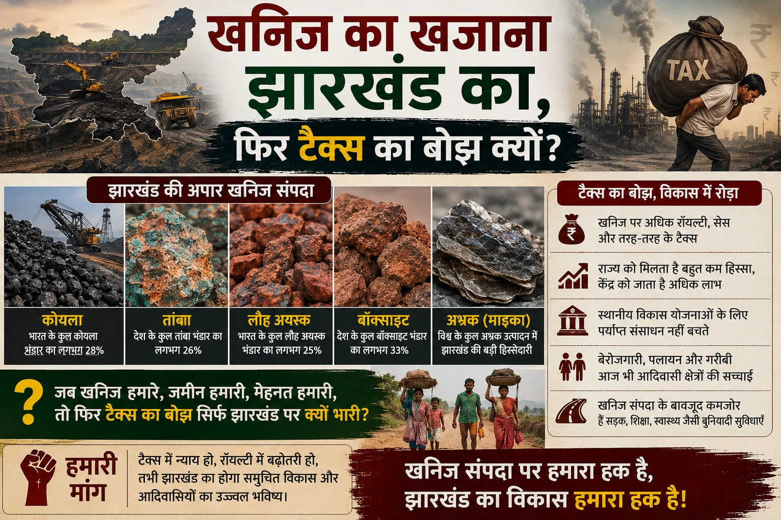 खनिज का खजाना झारखंड का, फिर टैक्स का बोझ क्यों?