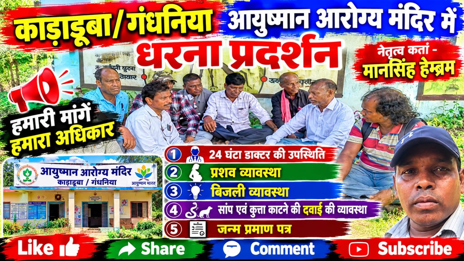 युवा सोच ने उठाया सवाल, वरिष्ठ नेतृत्व ने जमीन पर उतारी आवाज: आयुष्मान आरोग्य मंदिर के लिए ग्रामीणों का धरना